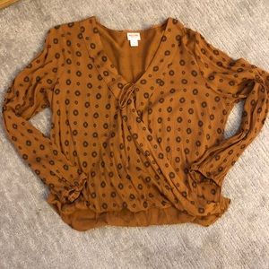 Burnt orange sun printed shirt